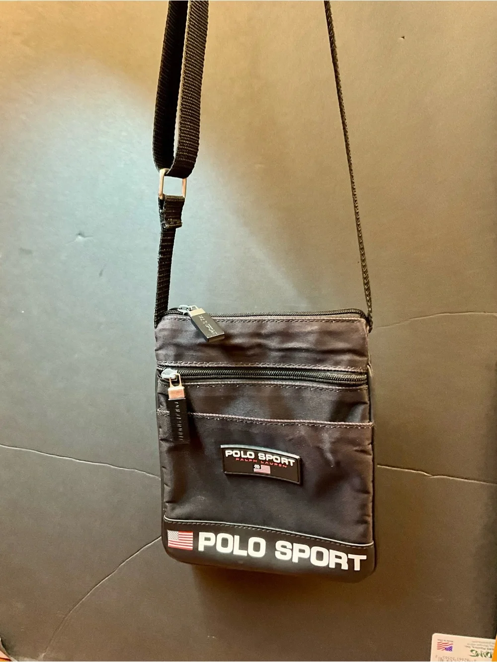 VINTAGE Polo by Ralph Lauren Black Polo Sport Small Crossbody Messenger Bag